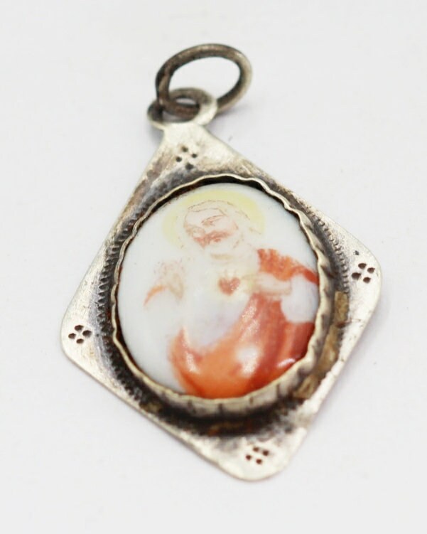 Rare Médaille Jésus Christ en Céramique