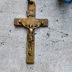Antique golden colored religious cross religious crucifix from Rome