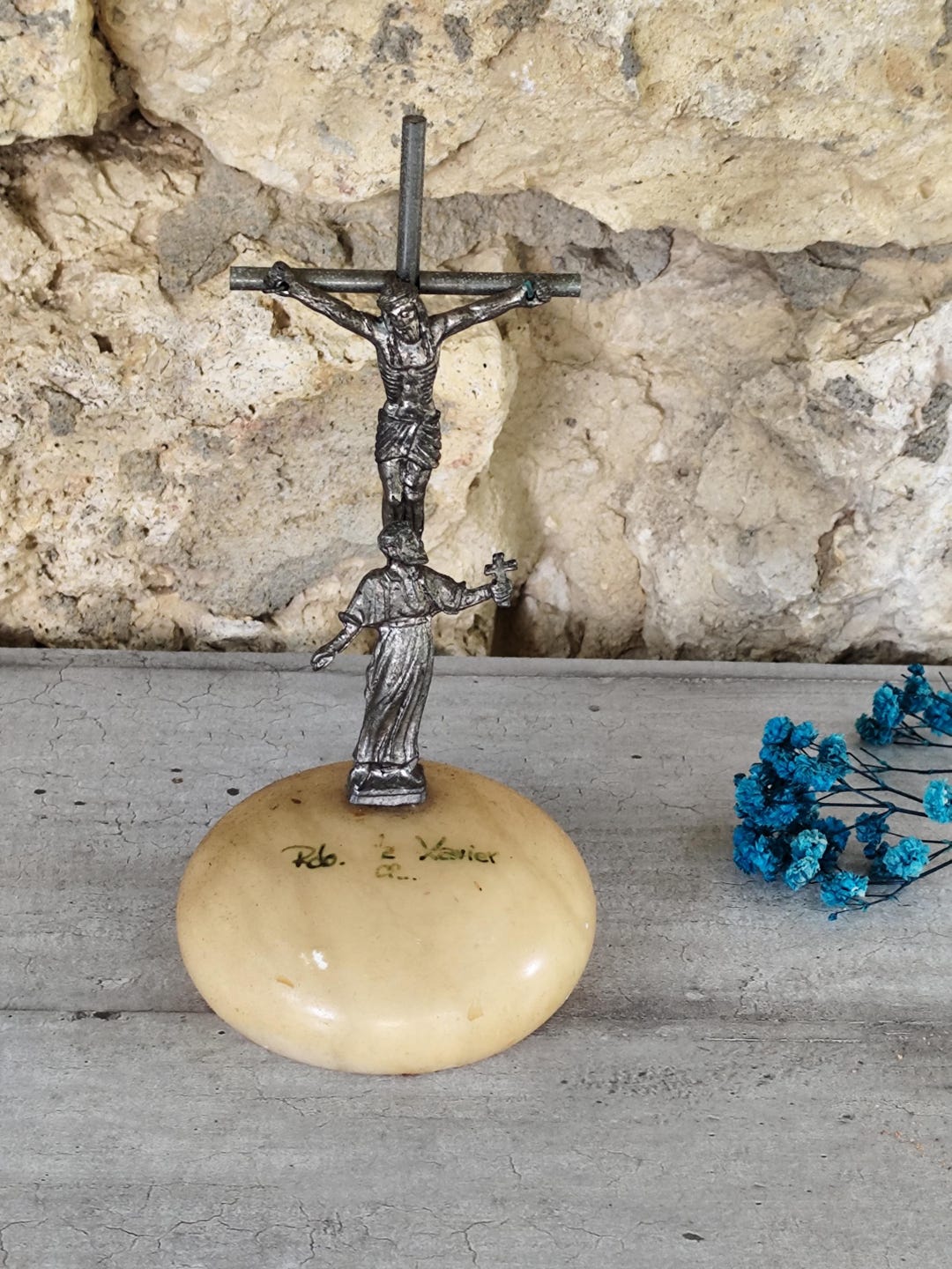 Statue of Saint Francis Xavier With the Cross of Jesus Christ on Stone ...