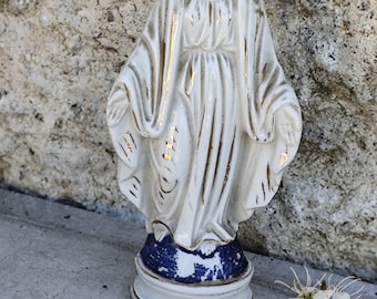 Estatua de porcelana de la Virgen María – Figura religiosa vintage – Decoración espiritual para el hogar