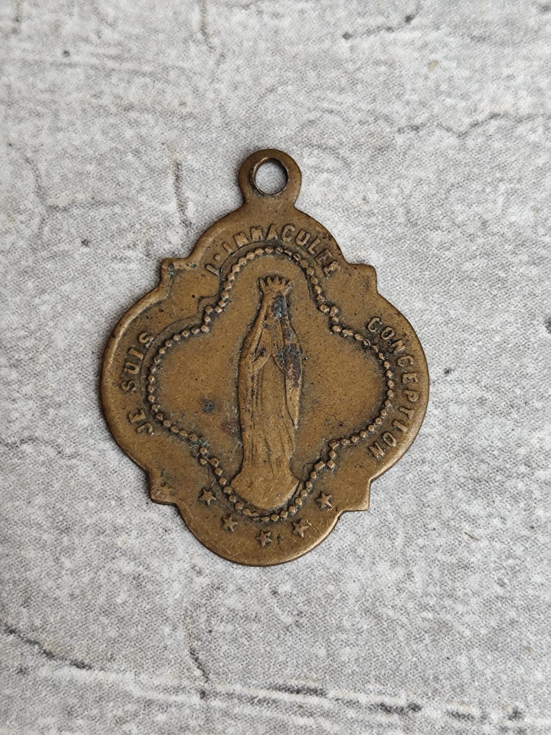 Antique French Religious Medal of the Virgin Mary, Heavy Brass - Etsy