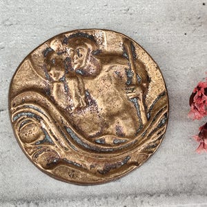 rare brass plaque Saint Christopher