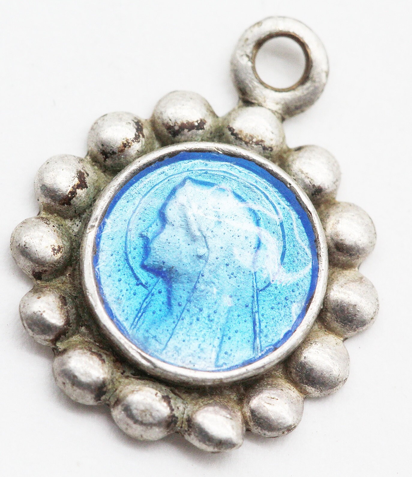 Ancienne Medaille Notre Dame de Lourdes en Email