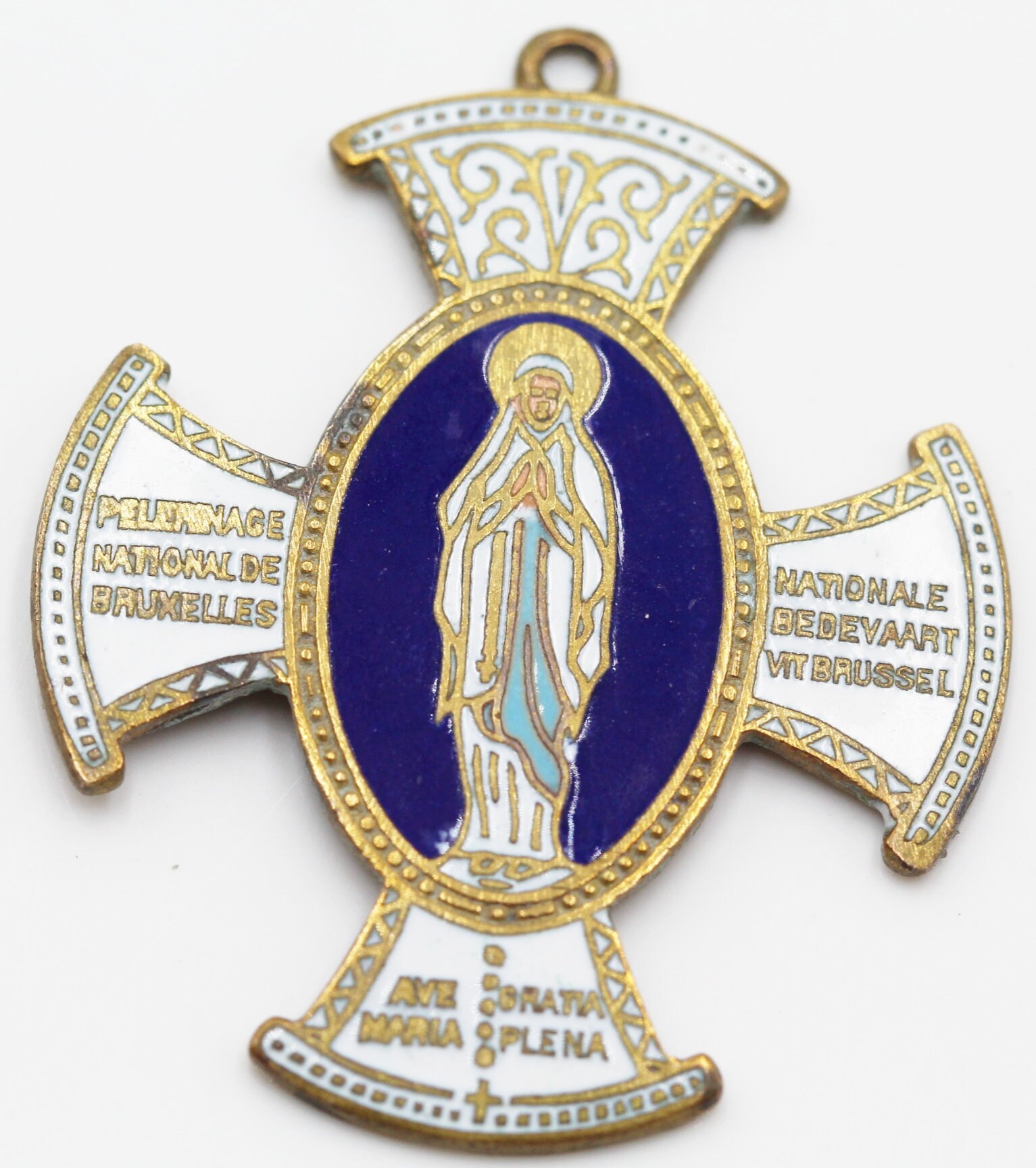 Rare Croix en Émail Pelerinage de Bruxelles