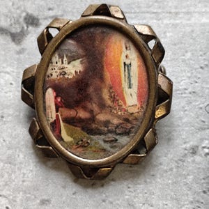 vintage cave of Lourdes brooch
