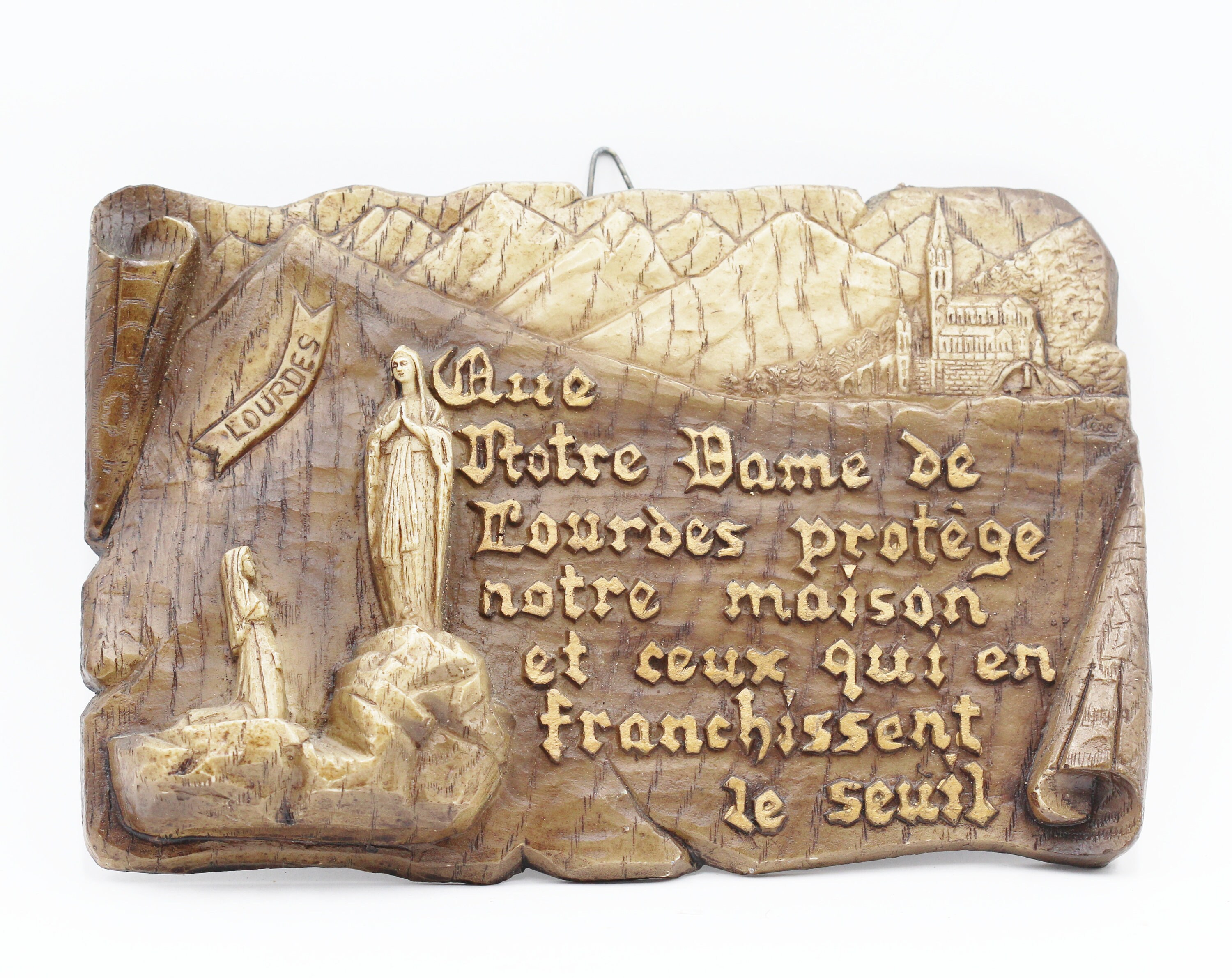 Plaque de Lourdes Protection en Bois