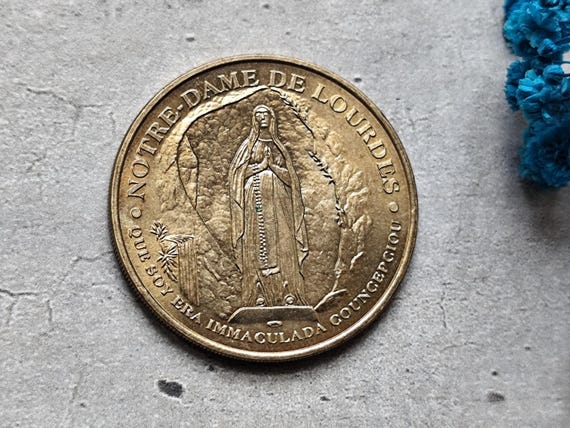 Médaille Argent XXème – Vierge Priant – Souvenir Notre-Dame De Lourdes