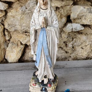 Rare old plaster statue of the Virgin Mary, Our Lady of Lourdes