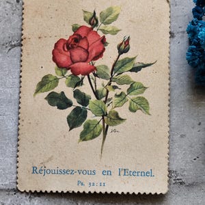 Antique image pieuse réjouissez vous en l'eternel, art sacré, carte religieuse précieux souvenirs religieux