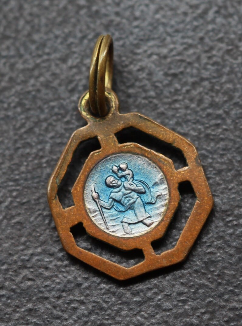 Rare Médaille Saint Christophe et Saint Vianney en Émail