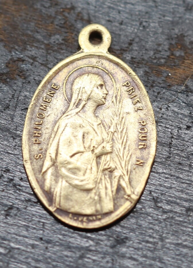 Rare Médaille Saint Vianney et Sainte Philomène de Penin
