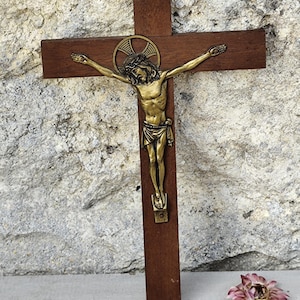 rare INRI Christ cross crucifix in bronze signed artaud