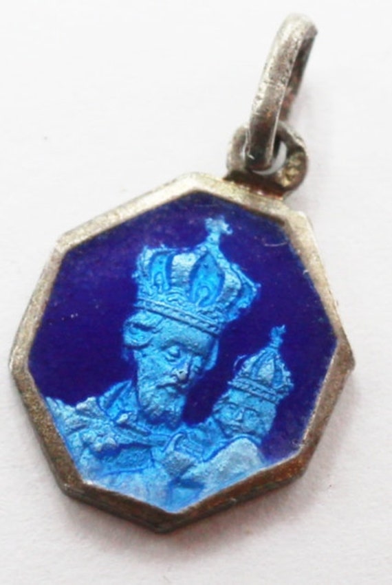 Rare Petite Médaille Saint Joseph en Email