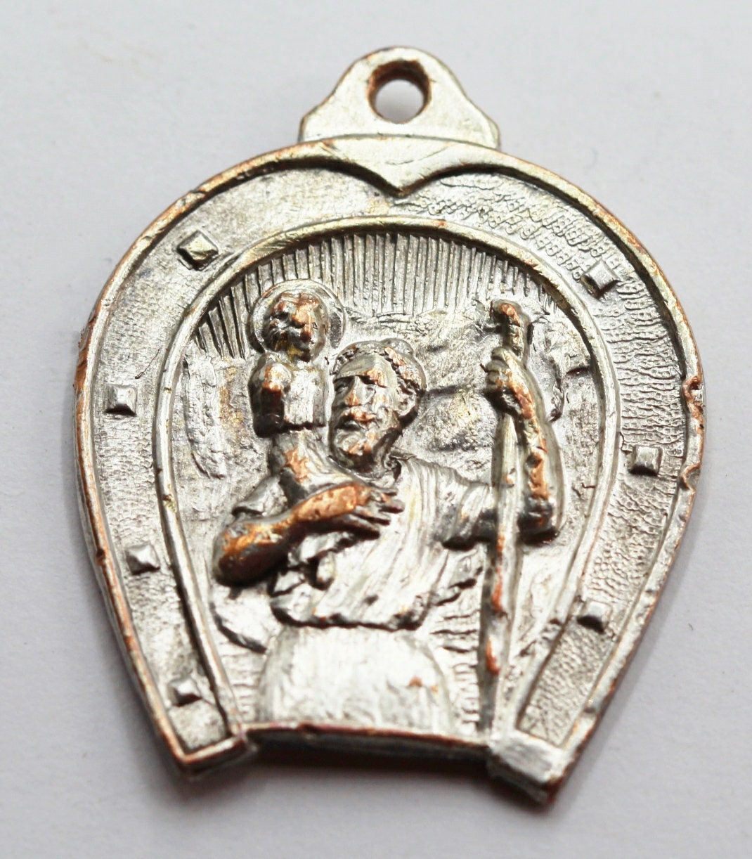 Rare Médaille Saint Christophe Fer à Cheval