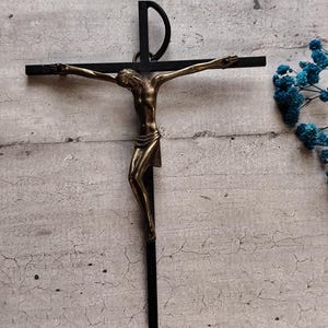 rare INRI Christ cross crucifix in bronze signed artaud