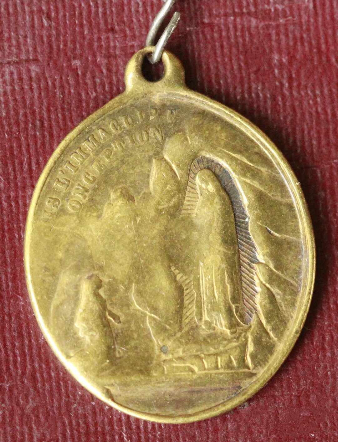 Rare Antique French Religious Medal of the Virgin Mary Lourdes in Brass ...