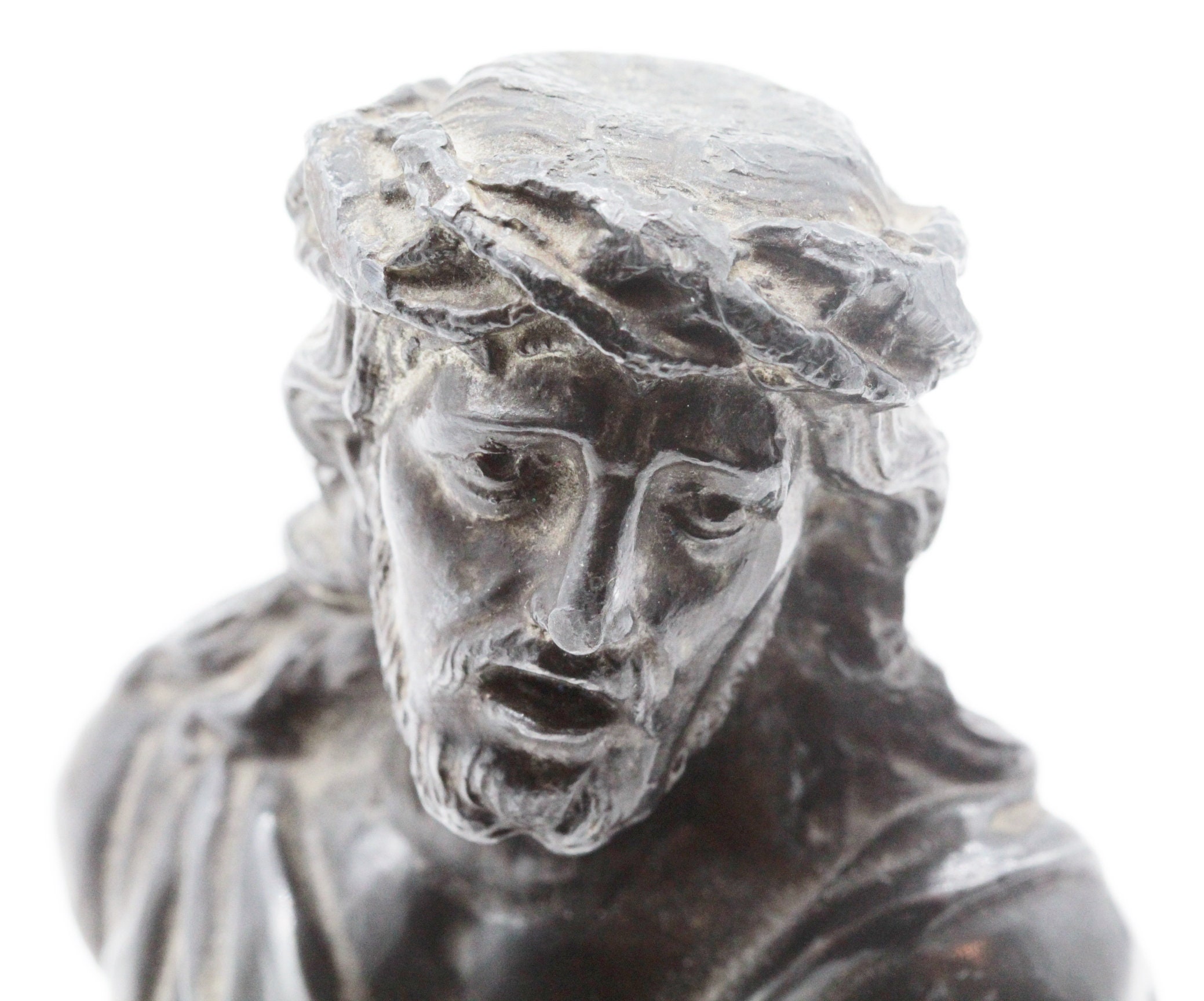 Rare Ancien Buste de Jésus Christ en Métal