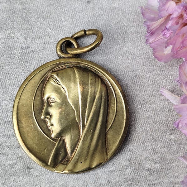 gold plated Virgin mary medal