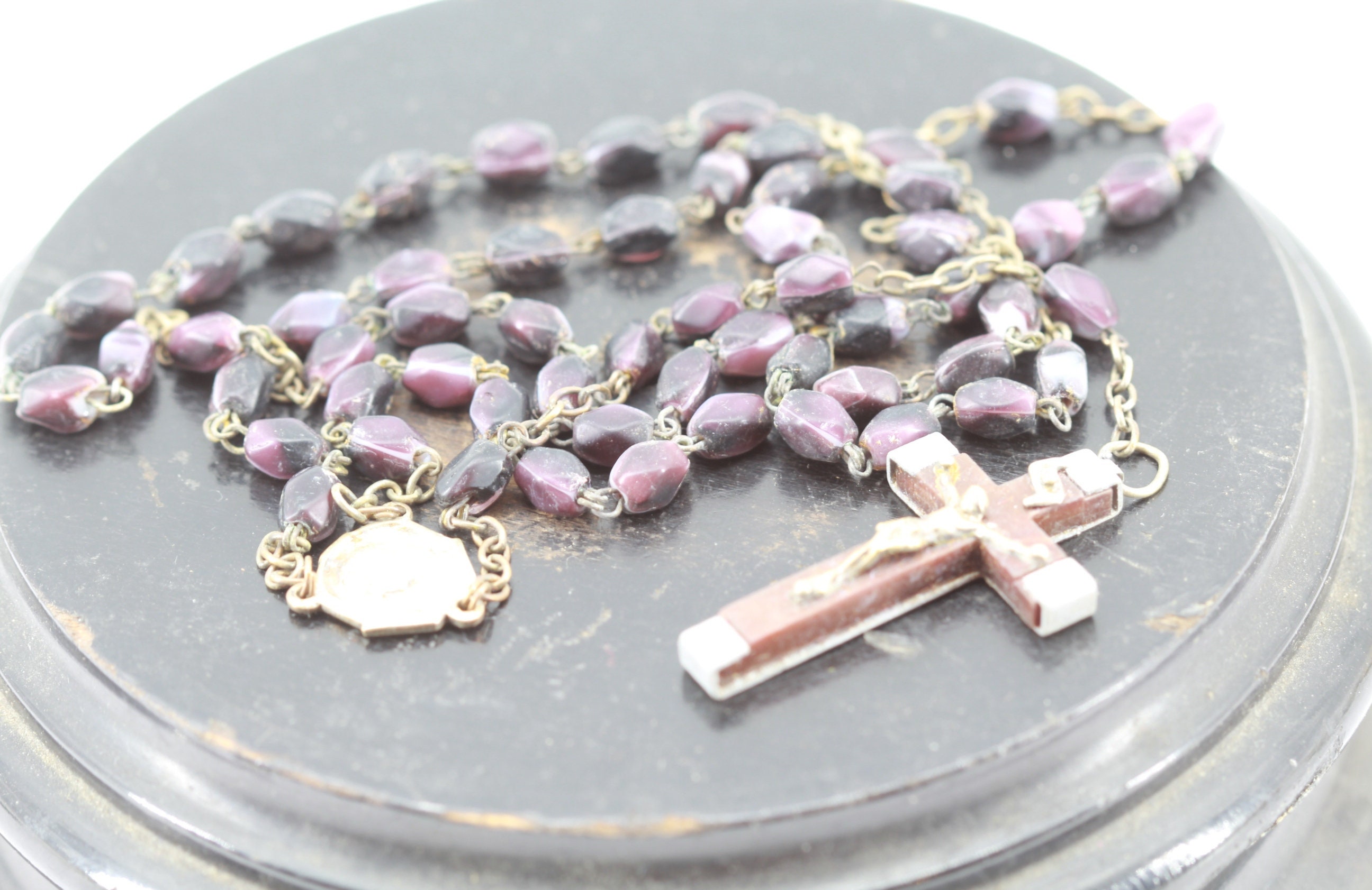 Ancien Chapelet Lourdes Violet