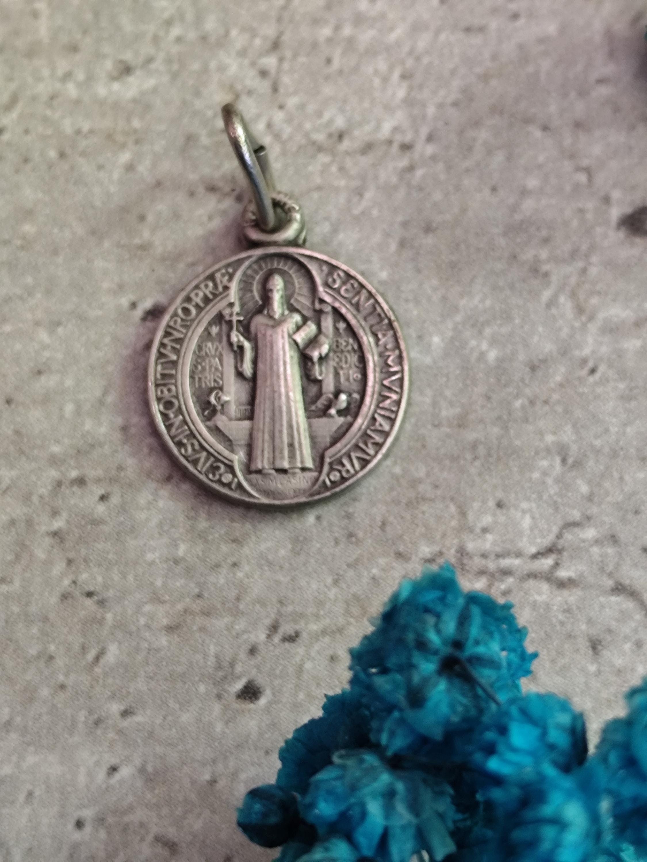 Antique religious medal of Saint Benedict Saint Benedictus religious medal against evil