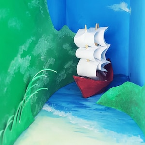 Barca a vela Diorama, realizzata a mano