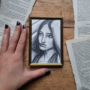 Disegno incorniciato – Studio da William Waterhouse, matita su carta, 9 × 13 cm