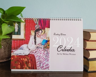 Calendar 2024 "Women Reading" with art by Melina Werner / art calendar / monthly calendar / annual calendar / desk calendar Dark Academia