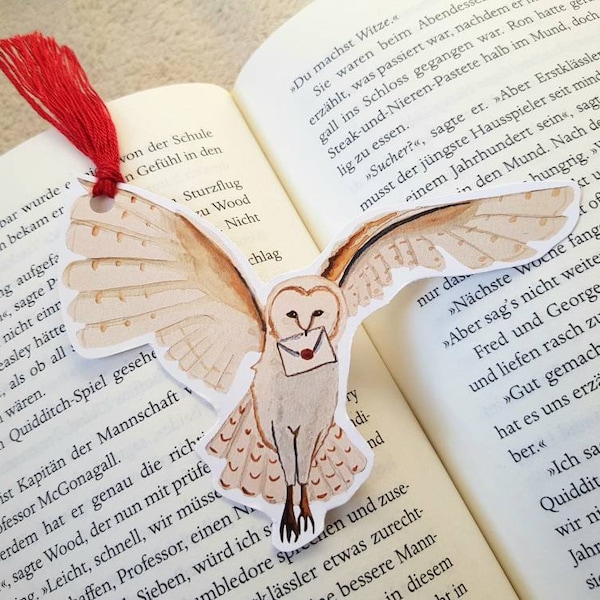 Barn owl bookmark with tassel