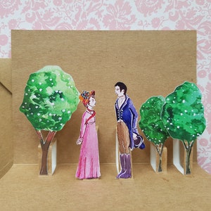 Jane Austen Pop-up vouwkaart Pride and Prejudice met envelop, Valentijnsdagkaart, Valentijnsdagkaart, Uitnodigingskaart voor feest