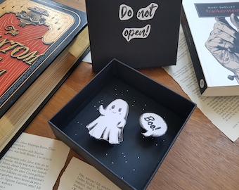 Halloween Ghost Diorama, Shadowbox Handmade, Do Not Open - Buuuh! booknook