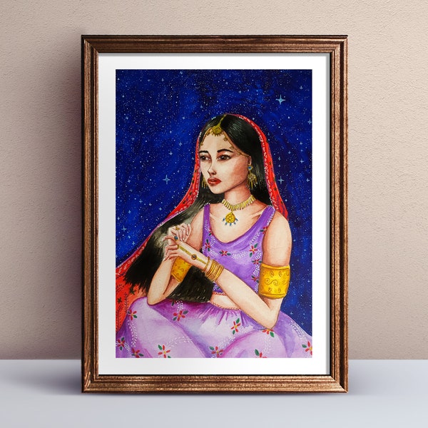 Kunstdruck Scheherazade aus 1001 Nacht, Giclee Print in Din A4, orientalische Prinzessin