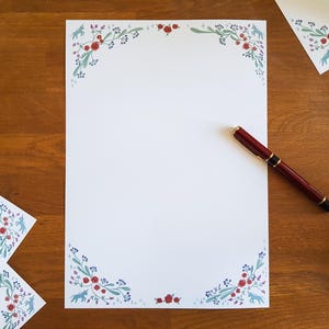Briefpapier, 25 vellen, bloemen en eenhoorns, Din A4 21 x 29,7 cm