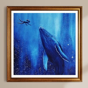 Kunstdruck Wal im Universum – Fantastisches Wandbild mit Wal und Sternenhimmel | Quadratisches Format für dein Zuhause