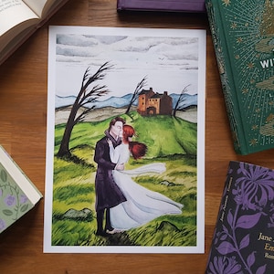 Impression d&#39;art Les Hauts de Hurlevent – Illustration d&#39;Emily Brontë | Peinture murale pour les amateurs de littérature et les amoureux des livres