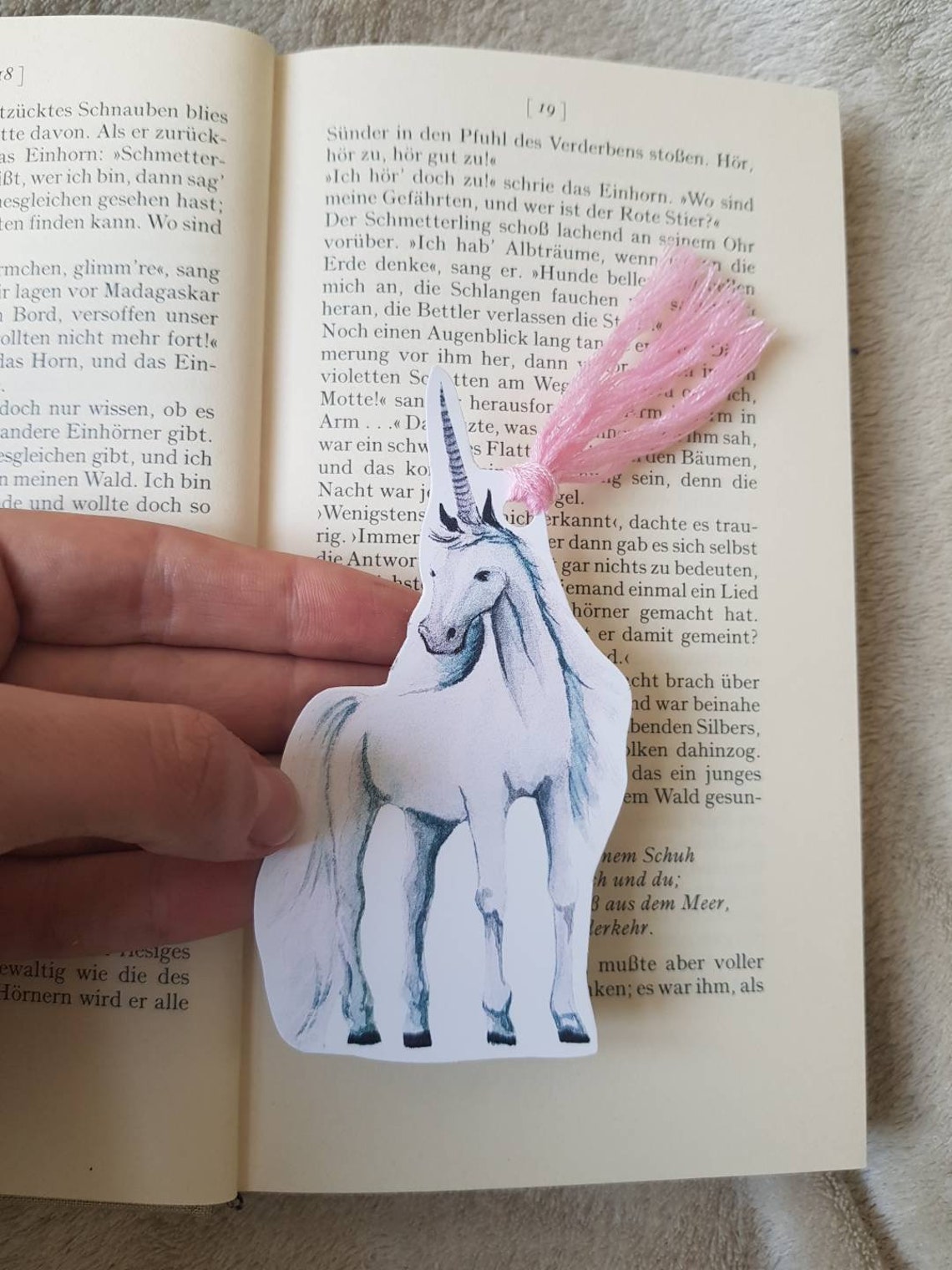 Einhorn Lesezeichen handgemacht, handgemaltes Lesezeichen, Illustration ...