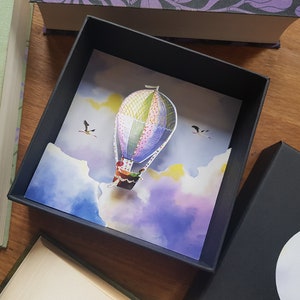Mongolfiera Diorama, shadowbox fatta a mano