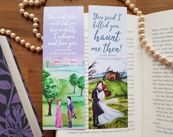 Bookmark with book quote Jane Austen or Emily Brontë