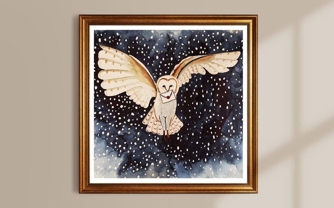 Vintage Poster Schnee-Eule – Kunstdruck 40,6 X 50,8 Cm, Auf 250 G/m² Mattem Papier, Retro-Wanddekoration Für Natur- & Tierliebhaber