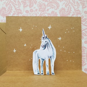 Pop Up Klappkarte Einhorn mit Briefumschlag, Grußkarte Pferd, Einladungskarte Einhornparty, Kinderparty Einladung, Einhornkarte 3D