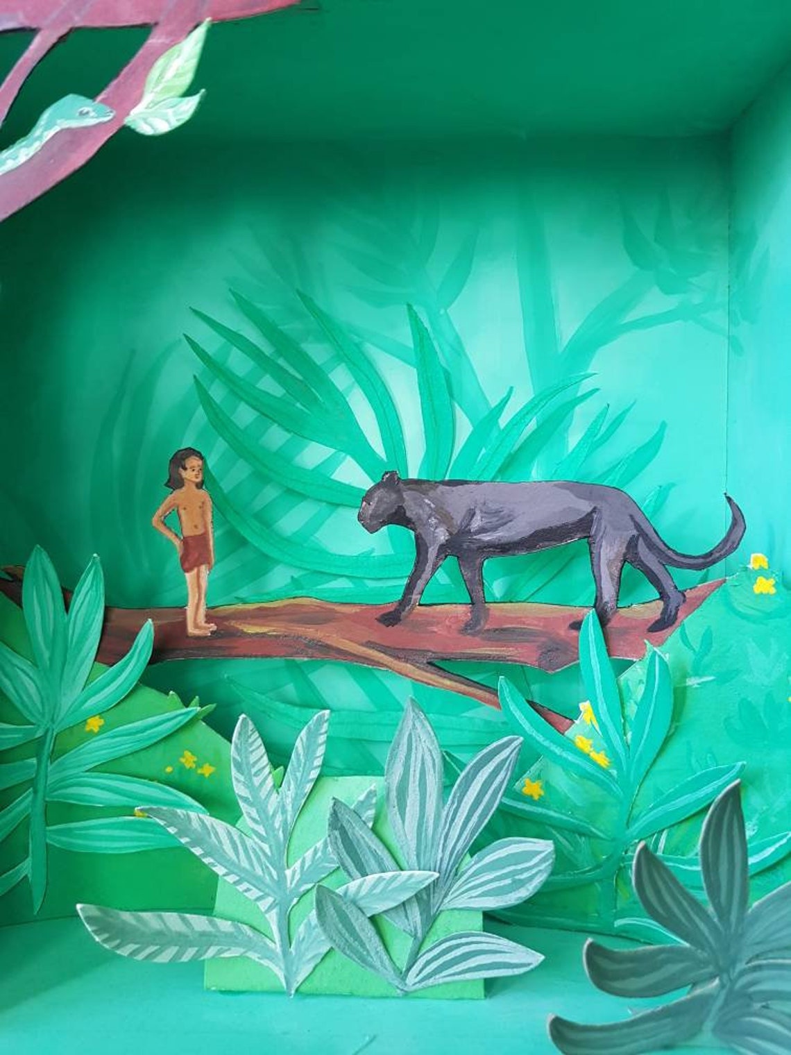 Diorama The Jungle Book Shadowbox Hand Painted Paper Theatre Etsy