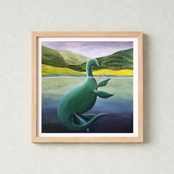 Nessie Art Print – Mystical Monster of Loch Ness | Fantasy Wall Art for Fans of Scotland and Legends