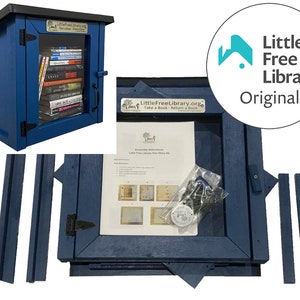 LITTLE FREE LIBRARY® Blue Cottage Kit with Official Charter Sign & World Map Access Included, Support the Nonprofit that Expands Book Access