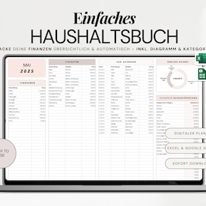 デジタル美的家計簿 |デジタルファイナンシャルプランナー |収入支出トラッカー |ファイナンシャルプランナーテンプレート |ドイツ語 | Excelとスプレッドシート