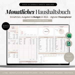 Monthly household book | German | Budget planner Excel | digital household planner | monthly budget planner | financial overview | tracker