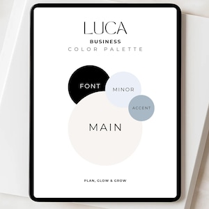 Zakelijk kleurenpalet LUCA | Esthetisch kleurenpalet met HEX-codes – beige, lichtblauw, koel| Digitaal downloaden | Branding, huisstijl