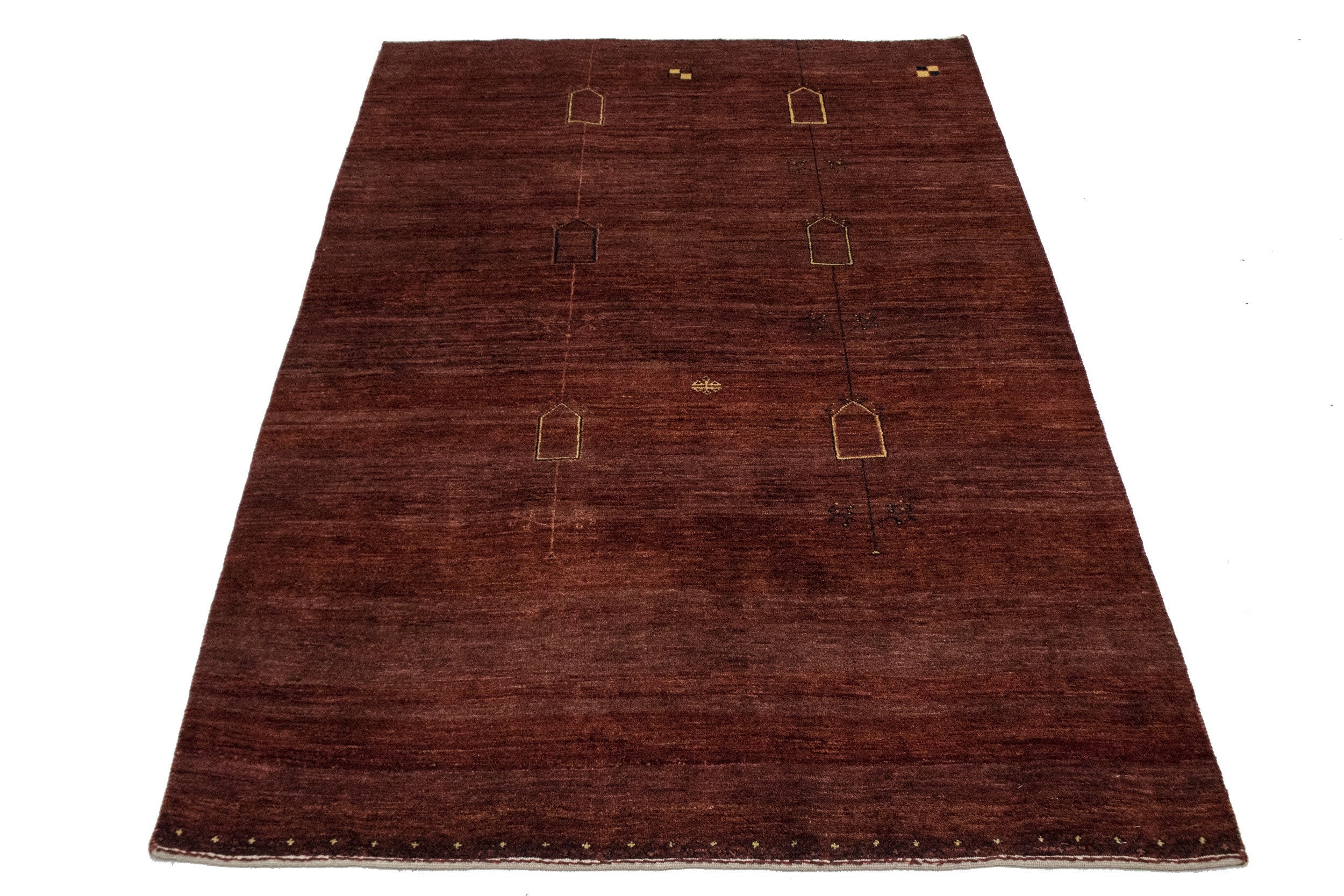 Wool Modern Chobi Design Handmade Gabbeh Rug ft Maroon 4' x 6' Wool Modern Chobi Design Handmade Gabbeh Rug ft Maroon 4' x 6'
