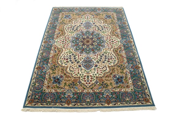 Cream Traditional 7X9 Floral Kirman Rug Oriental Natural 7X9 Area