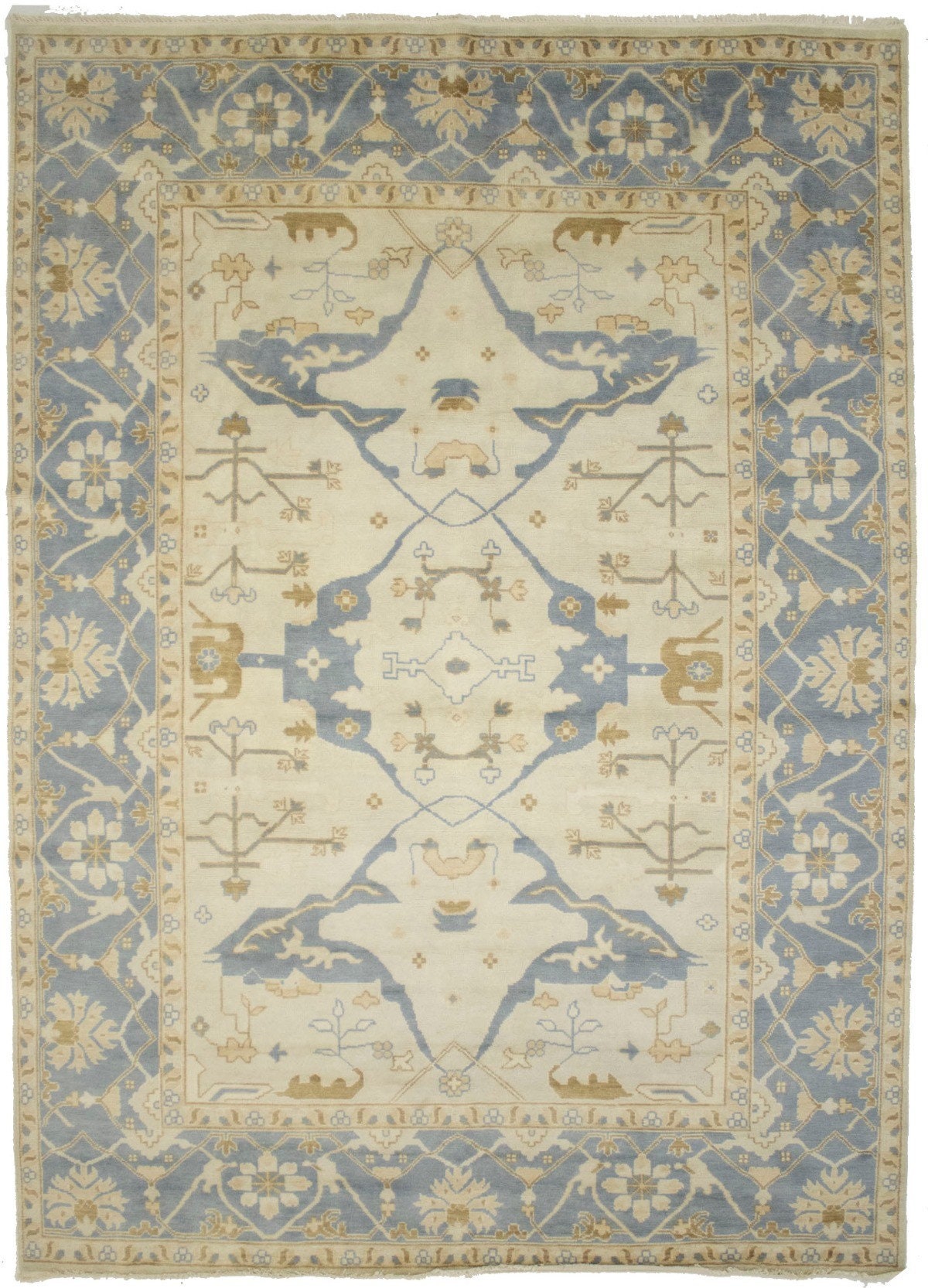 Muted Cream 10x14 Floral Oushak Rug Oriental Natural Etsy