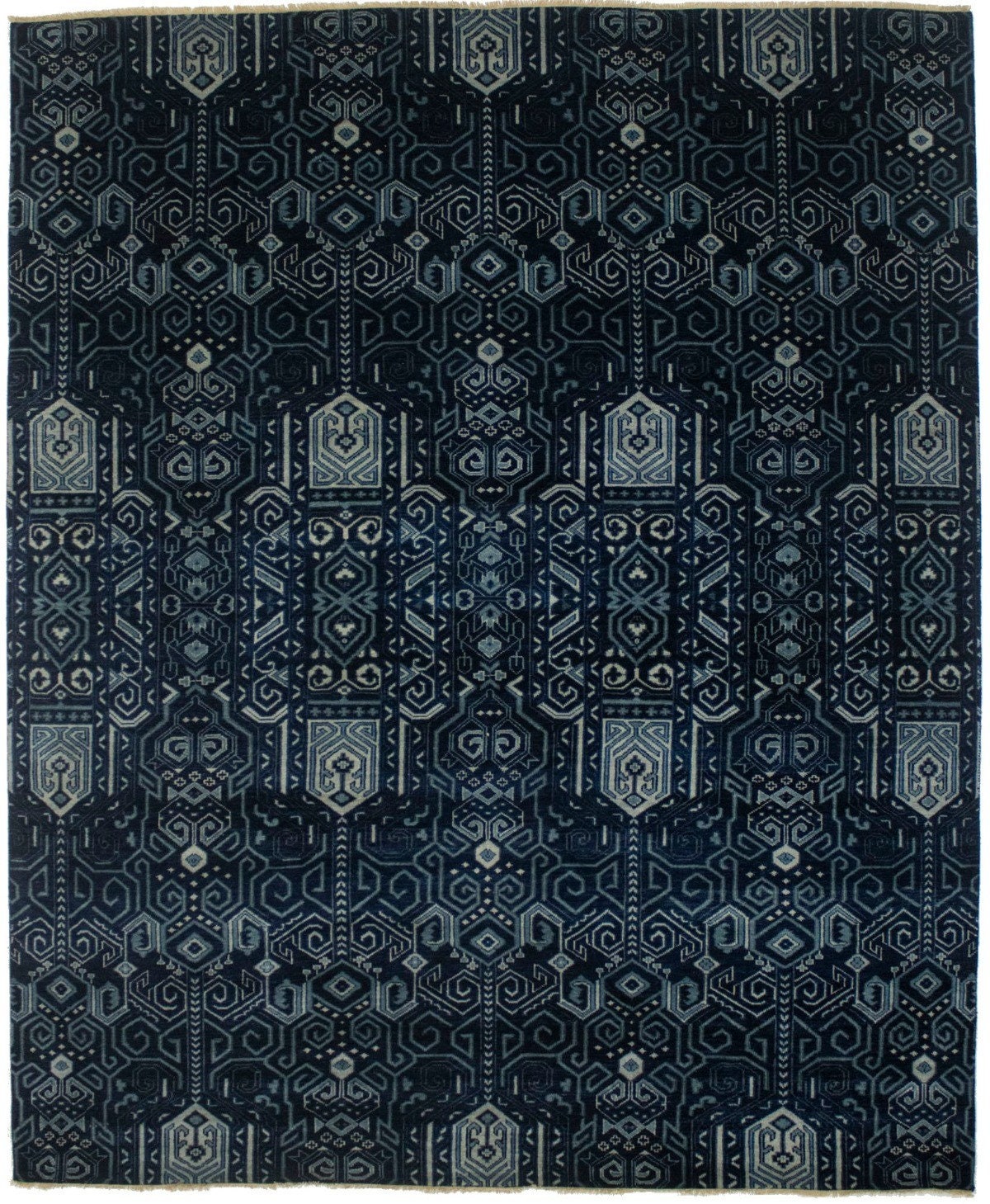 Dark Navy & Gray 8x10 Modern Geometric Rug Oriental Natural Etsy