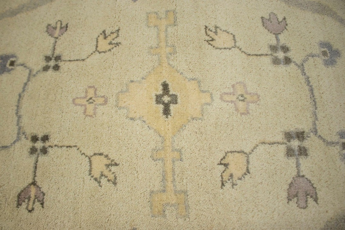Muted Cream/Beige 9x14 Floral Oushak Rug Oriental Natural Etsy